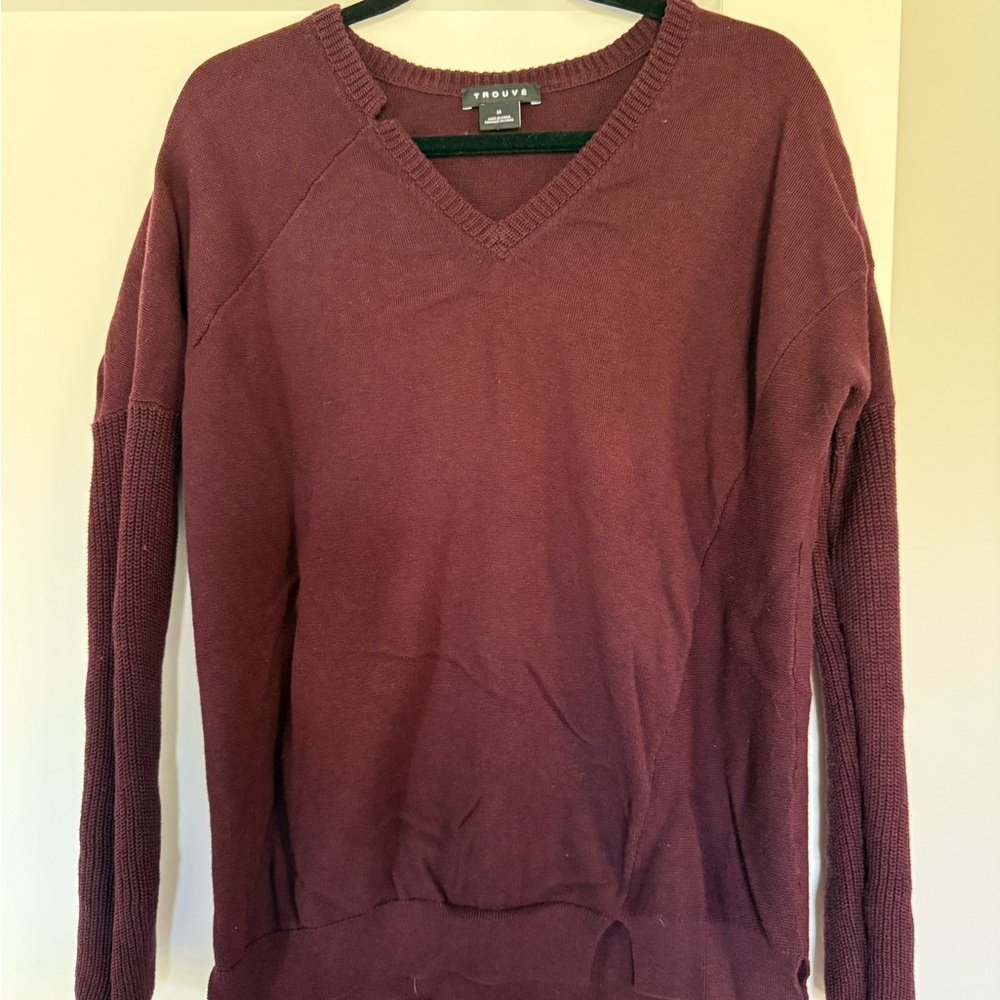 Trouve Burgundy Crew Neck Sweater